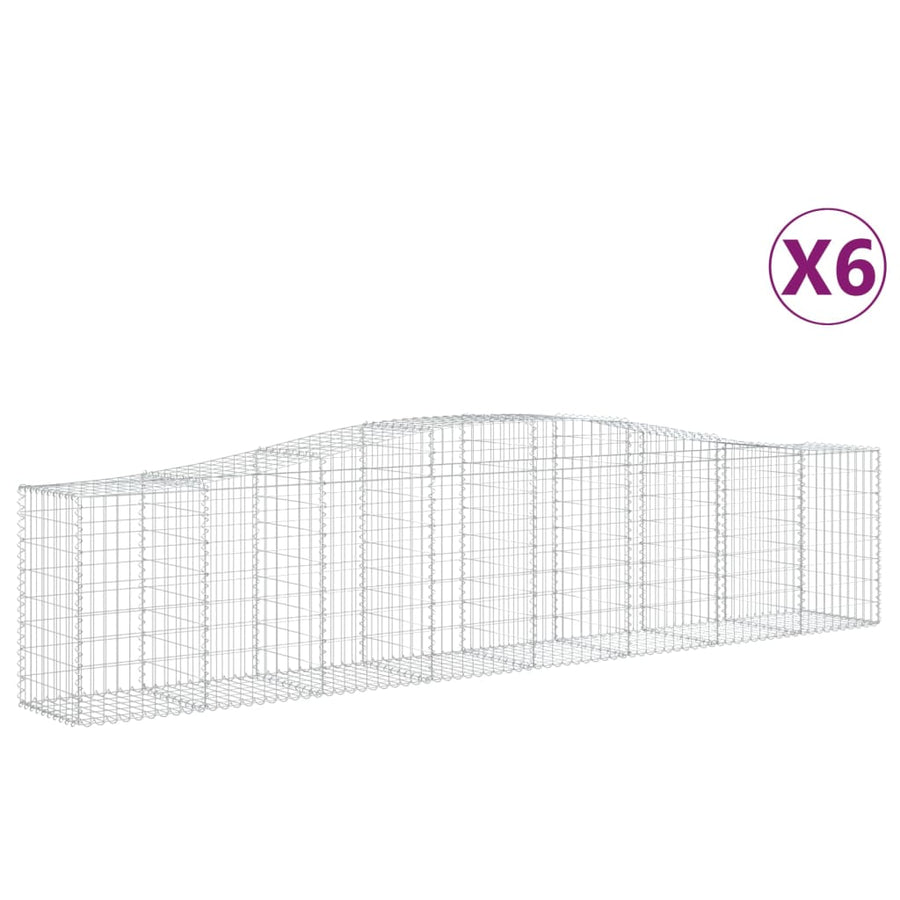 Schanskorven 6 st gewelfd 400x50x80/100 cm gegalvaniseerd ijzer 6 400 x 50 x 80/100 cm