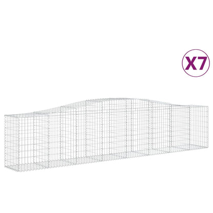Schanskorven 7 st gewelfd 400x50x80/100 cm gegalvaniseerd ijzer 7 400 x 50 x 80/100 cm