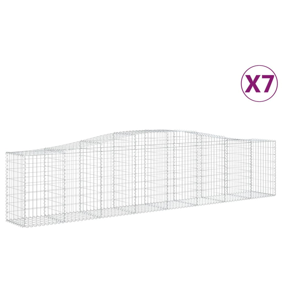 Schanskorven 7 st gewelfd 400x50x80/100 cm gegalvaniseerd ijzer 7 400 x 50 x 80/100 cm