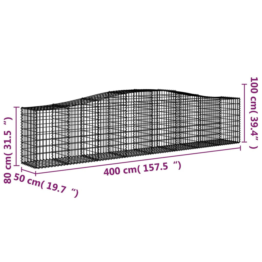 Schanskorven 20 st gewelfd 400x50x80/100 cm ijzer 20 400 x 50 x 80/100 cm