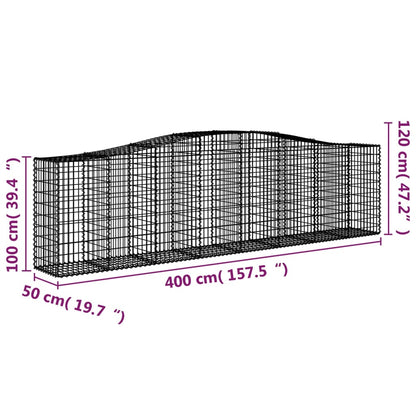 Schanskorven 4 st gewelfd 400x50x100/120 cm ijzer 4 400 x 50 x 100/120 cm