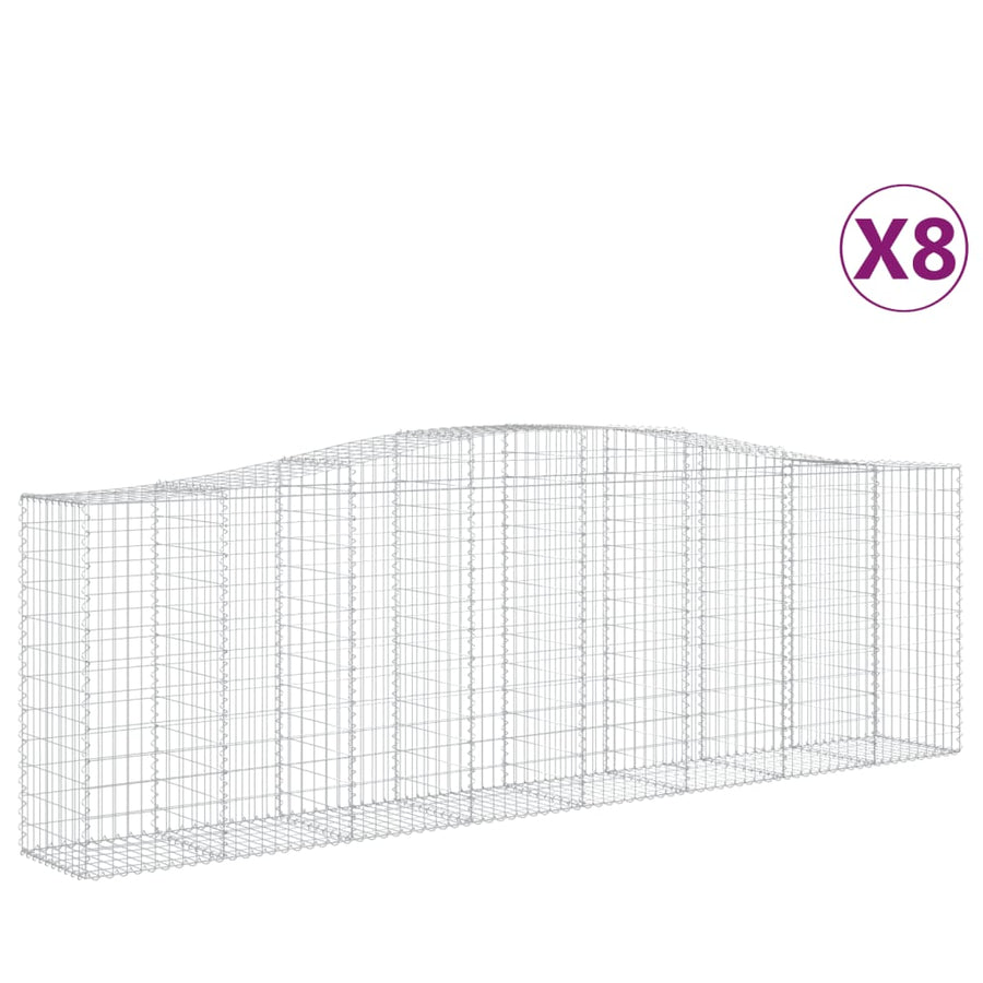 Schanskorven 8 st gewelfd 400x50x120/140 cm ijzer 8 400 x 50 x 120/140 cm