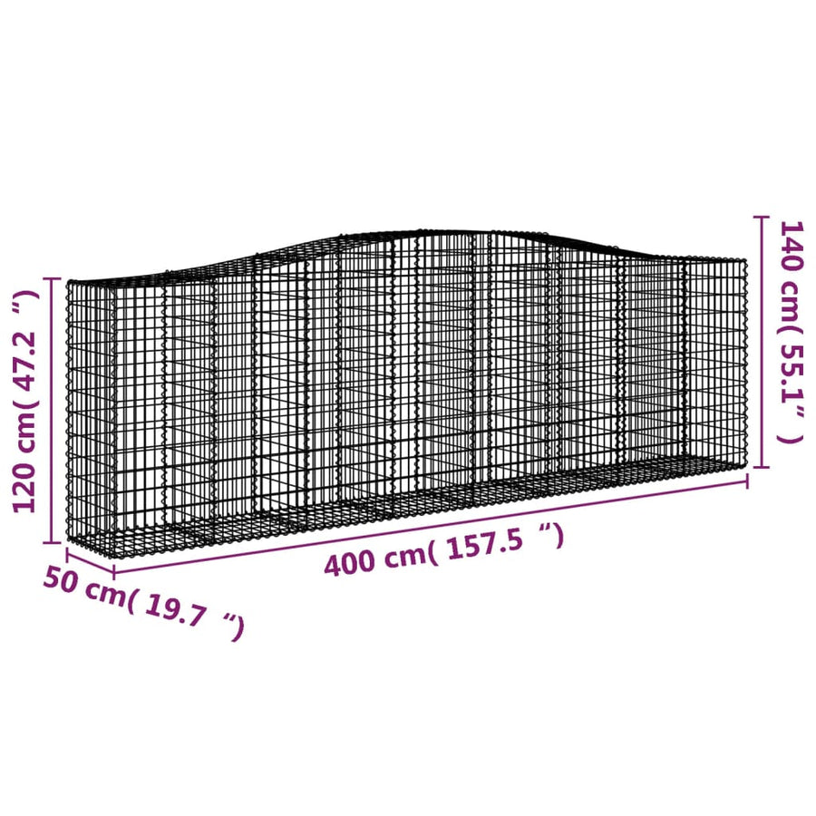 Schanskorven 15 st gewelfd 400x50x120/140 cm ijzer 15 400 x 50 x 120/140 cm