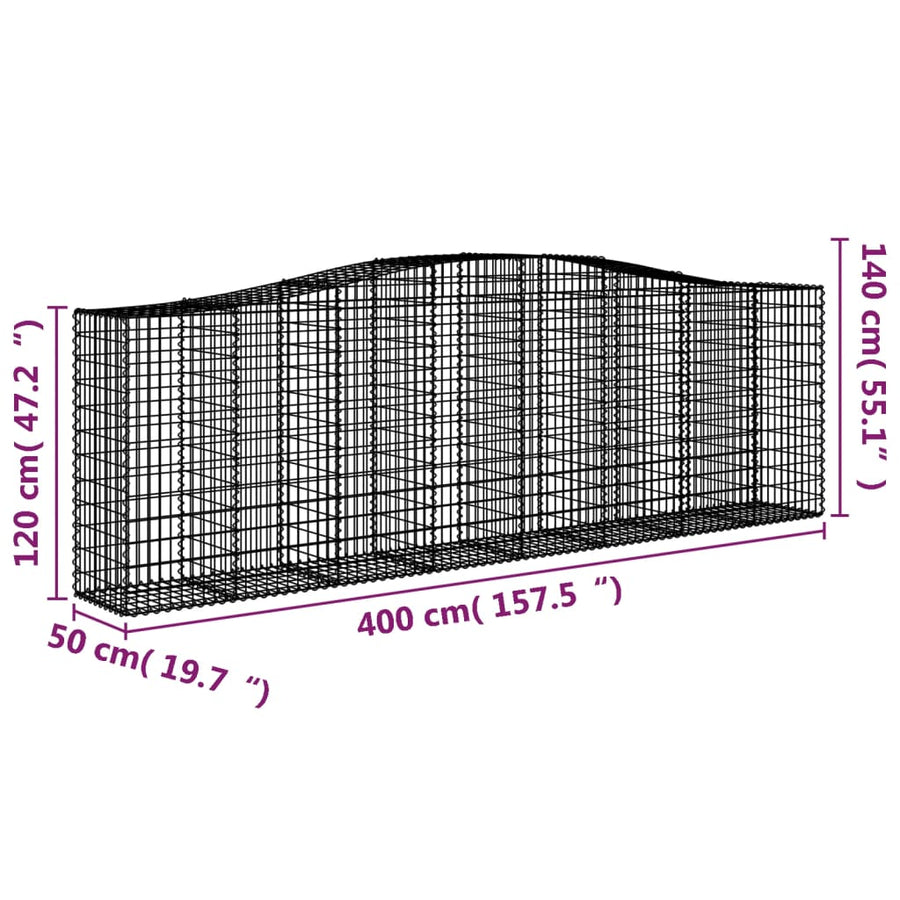 Schanskorven 20 st gewelfd 400x50x120/140 cm ijzer 20 400 x 50 x 120/140 cm