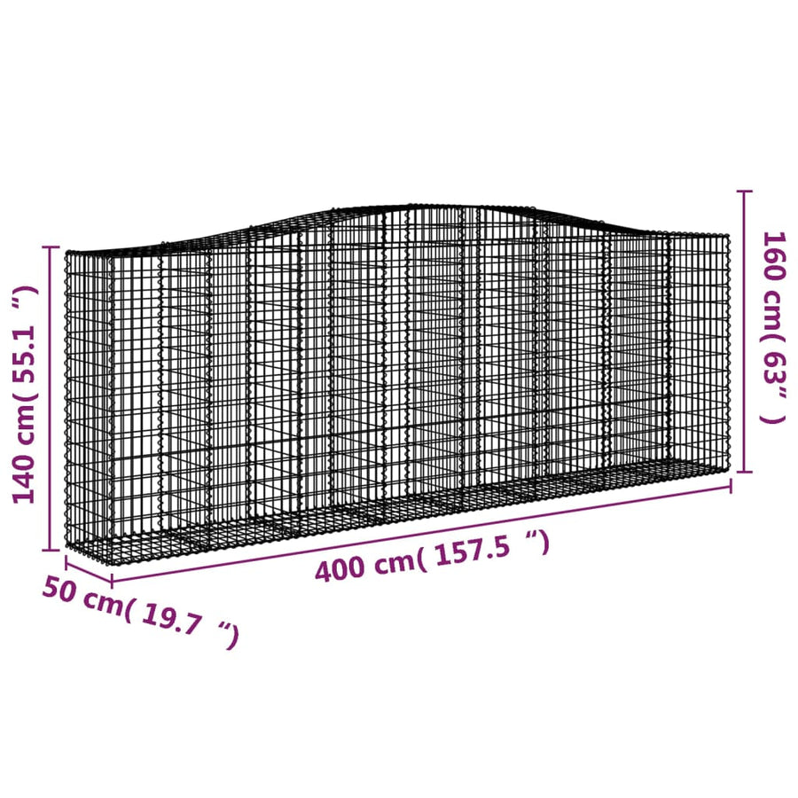 Schanskorven 7 st gewelfd 400x50x140/160 cm ijzer 7 400 x 50 x 140/160 cm