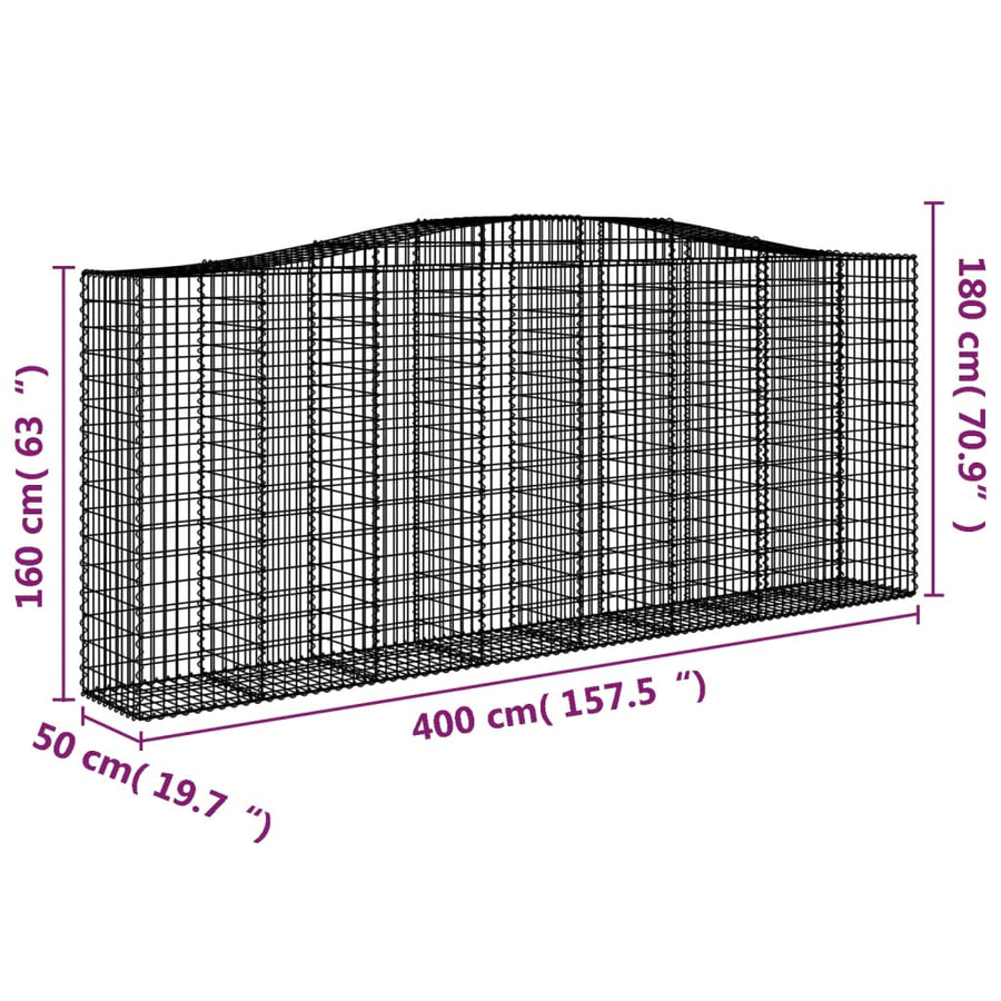 Schanskorven 7 st gewelfd 400x50x160/180 cm ijzer 7 400 x 50 x 160/180 cm