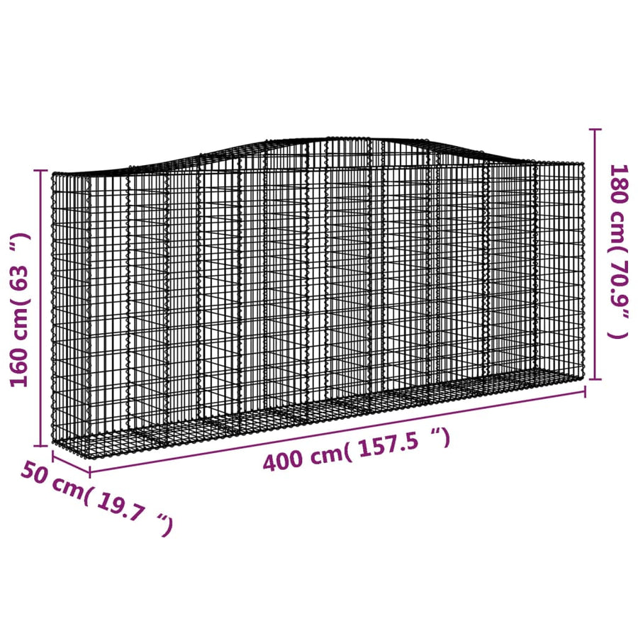 Schanskorven 8 st gewelfd 400x50x160/180 cm ijzer 8 400 x 50 x 160/180 cm