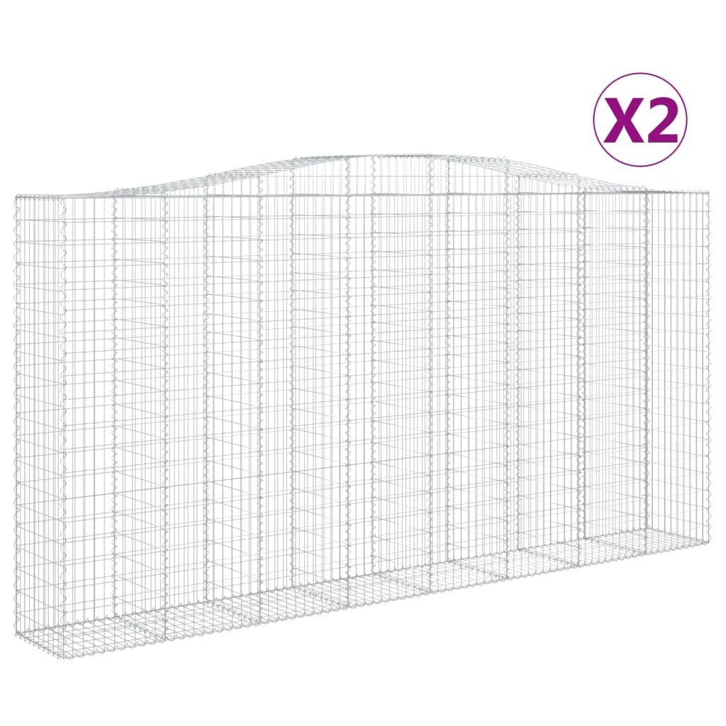 Schanskorven 2 st gewelfd 400x50x200/220 cm ijzer 2 400 x 50 x 200/220 cm