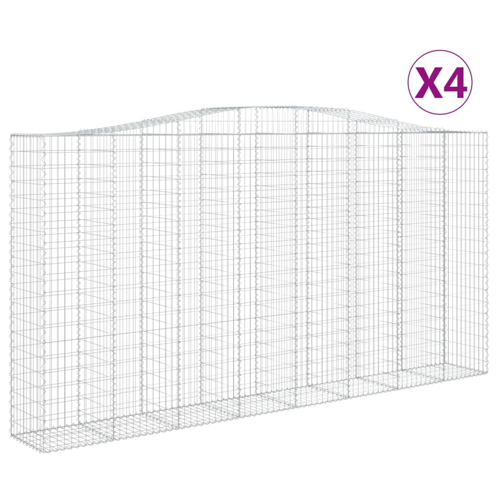 Schanskorven 4 st gewelfd 400x50x200/220 cm ijzer 4 400 x 50 x 200/220 cm