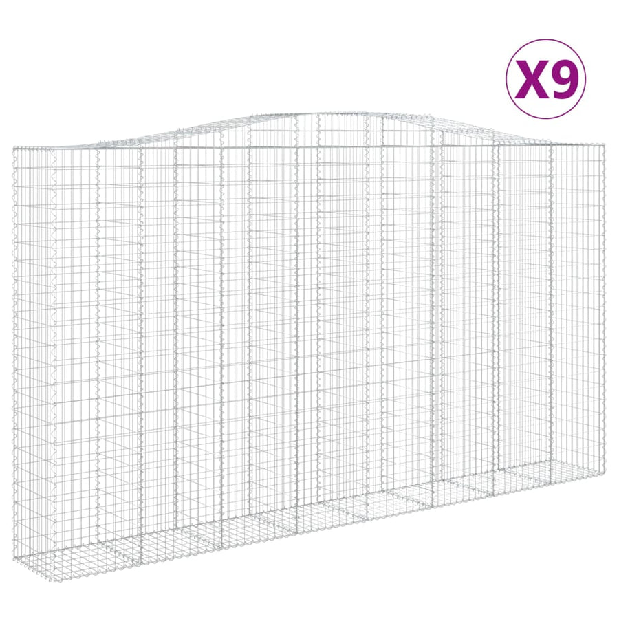 Schanskorven 9 st gewelfd 400x50x220/240 cm ijzer 9 400 x 50 x 220/240 cm