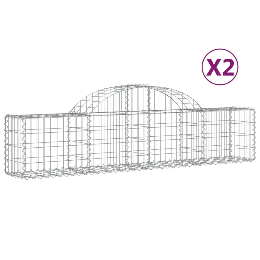 Schanskorven 2 st gewelfd 200x30x40/60 cm gegalvaniseerd ijzer 2 200 x 30 x 40/60 cm