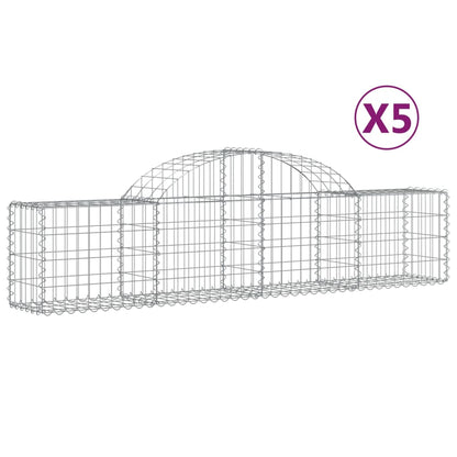 Schanskorven 5 st gewelfd 200x30x40/60 cm gegalvaniseerd ijzer 5 200 x 30 x 40/60 cm