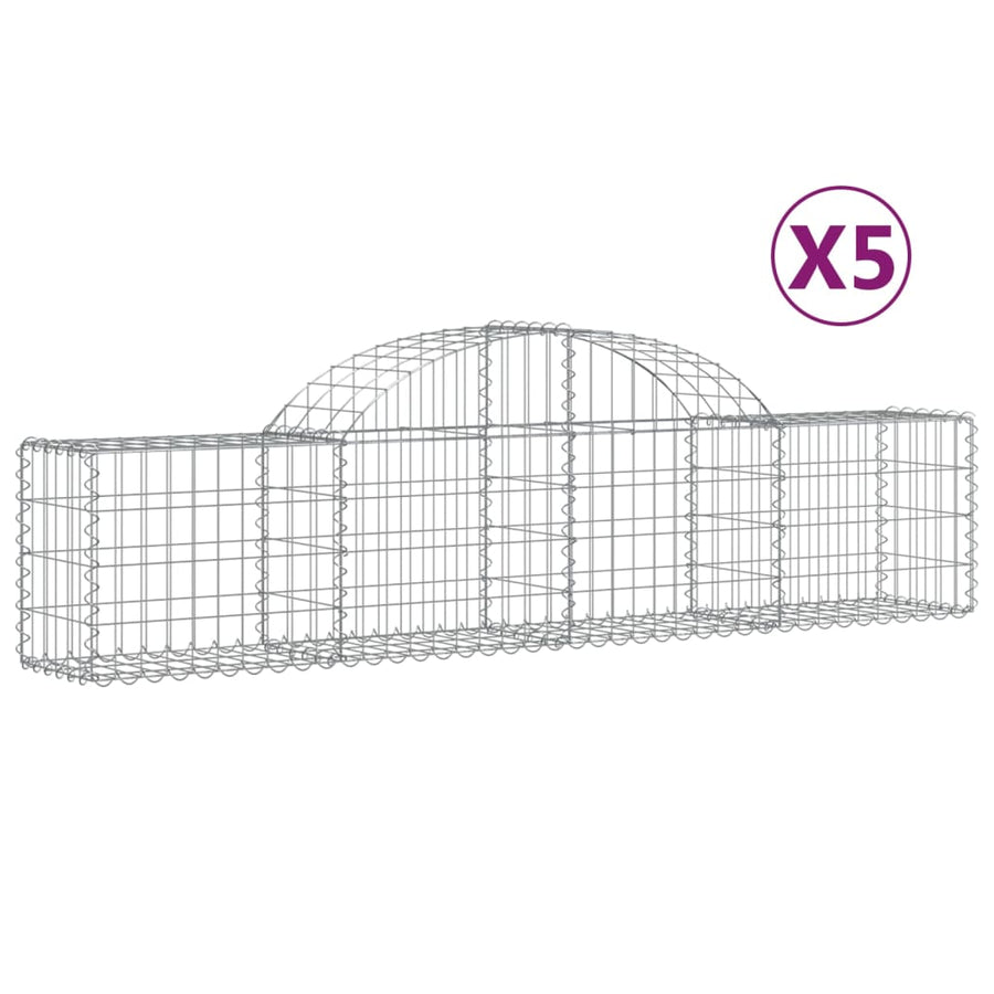 Schanskorven 5 st gewelfd 200x30x40/60 cm gegalvaniseerd ijzer 5 200 x 30 x 40/60 cm