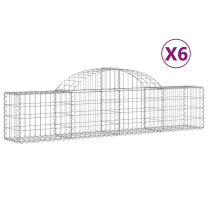 Schanskorven 6 st gewelfd 200x30x40/60 cm gegalvaniseerd ijzer 6 200 x 30 x 40/60 cm