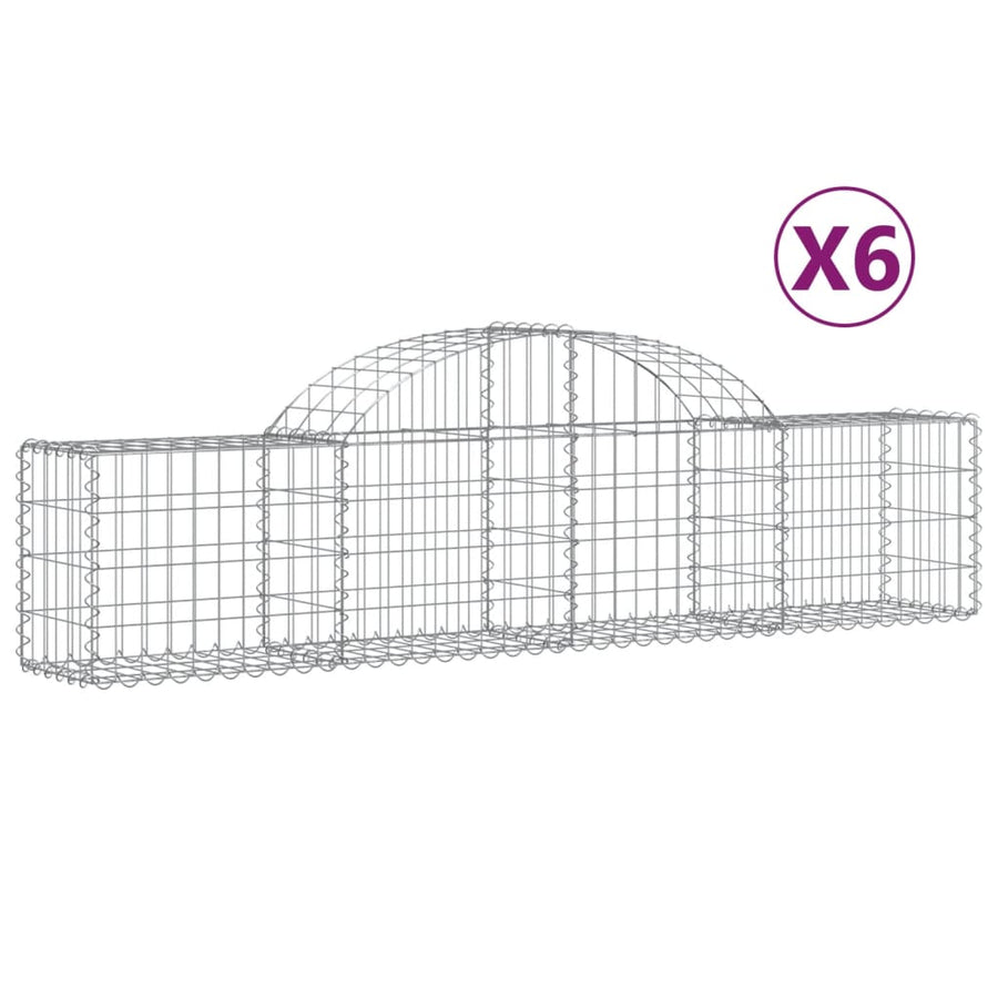 Schanskorven 6 st gewelfd 200x30x40/60 cm gegalvaniseerd ijzer 6 200 x 30 x 40/60 cm