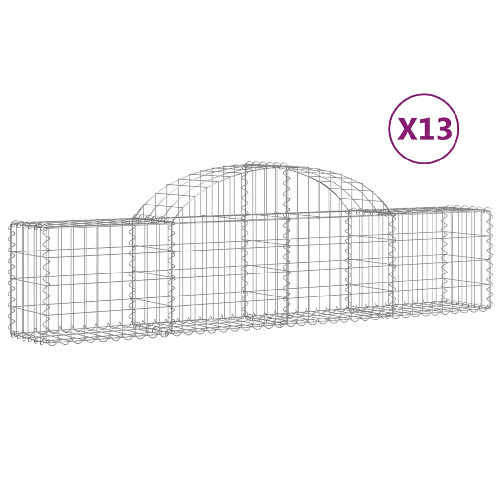 Schanskorven 13 st gewelfd 200x30x40/60 cm gegalvaniseerd ijzer