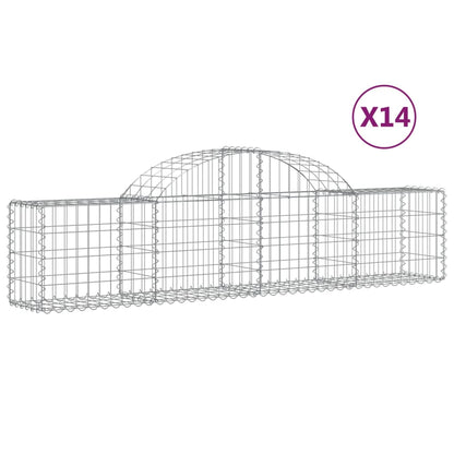 Schanskorven 14 st gewelfd 200x30x40/60 cm gegalvaniseerd ijzer 14 200 x 30 x 40/60 cm