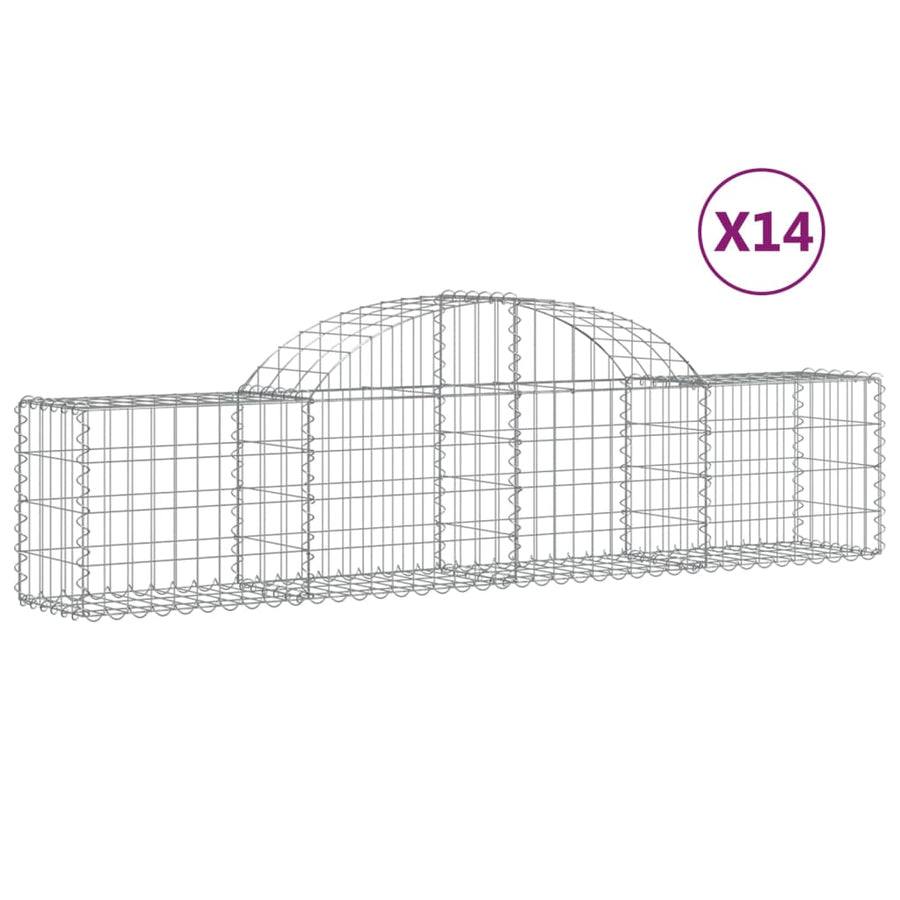 Schanskorven 14 st gewelfd 200x30x40/60 cm gegalvaniseerd ijzer 14 200 x 30 x 40/60 cm