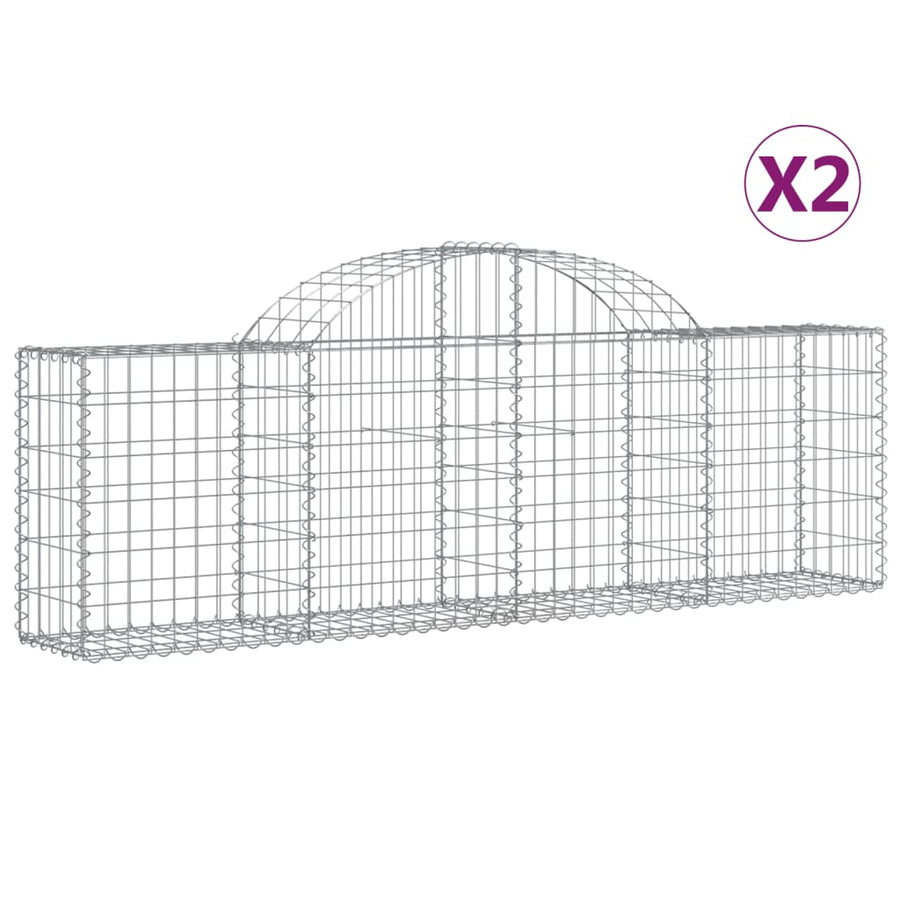 Schanskorven 2 st gewelfd 200x30x60/80 cm gegalvaniseerd ijzer 2 200 x 30 x 60/80 cm