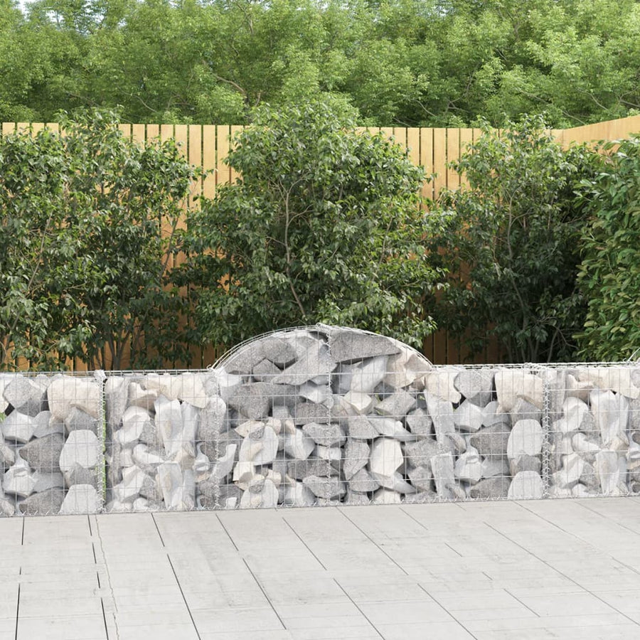 Schanskorven 6 st gewelfd 200x30x60/80 cm gegalvaniseerd ijzer 6 200 x 30 x 60/80 cm