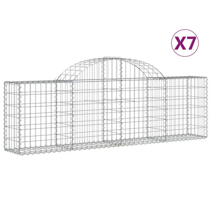 Schanskorven 7 st gewelfd 200x30x60/80 cm gegalvaniseerd ijzer 7 200 x 30 x 60/80 cm