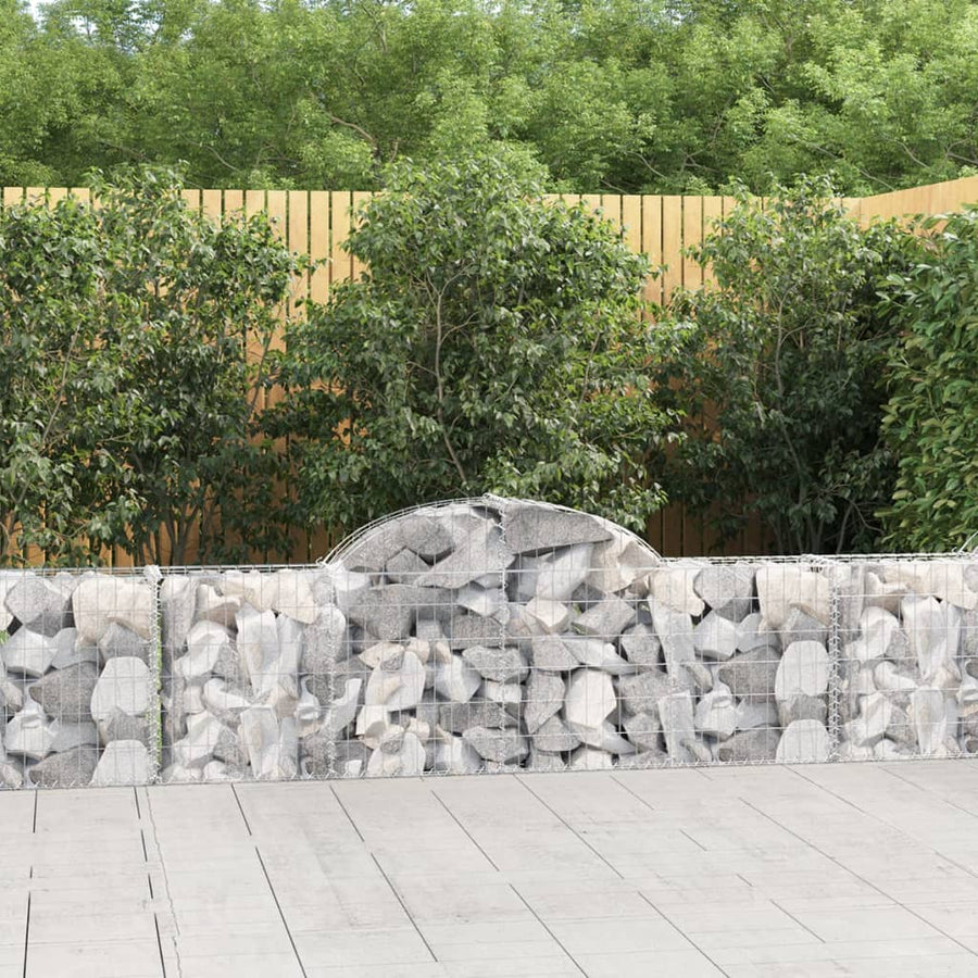 Schanskorven 9 st gewelfd 200x30x60/80 cm gegalvaniseerd ijzer 9 200 x 30 x 60/80 cm