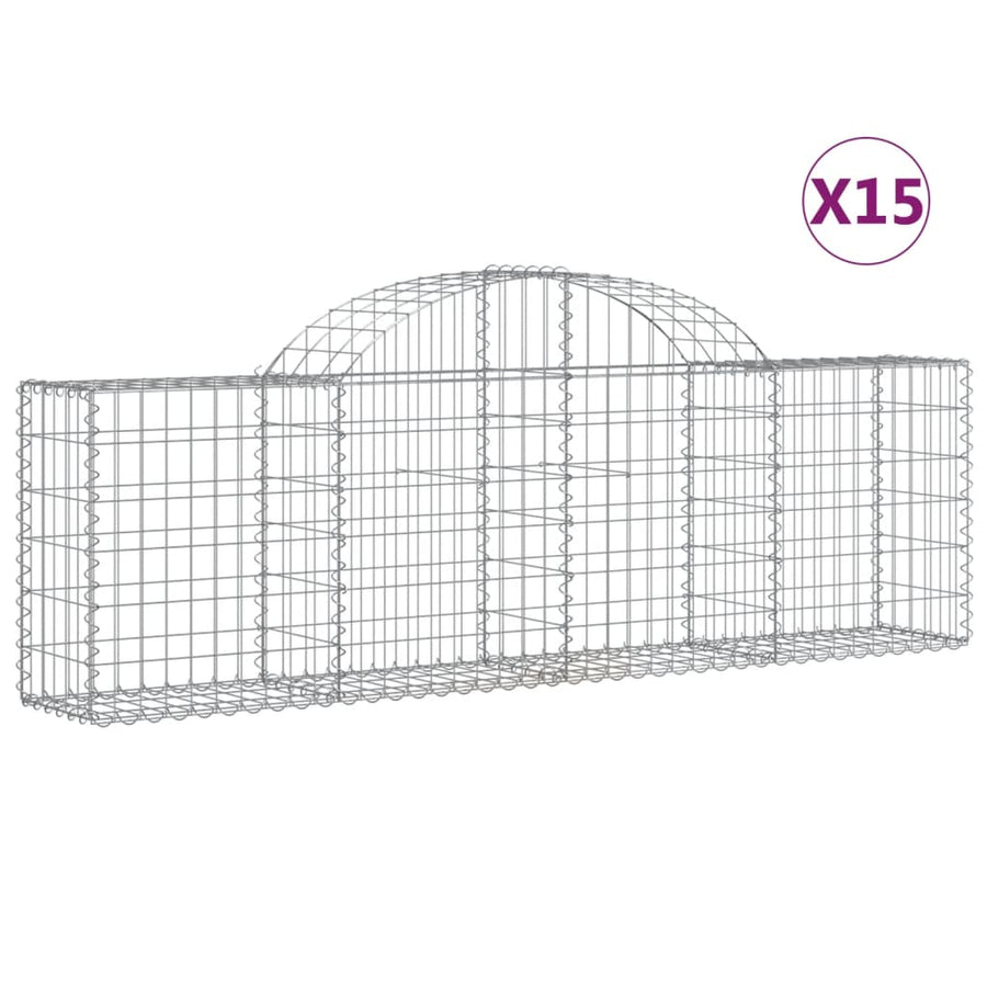 Schanskorven 15 st gewelfd 200x30x60/80 cm gegalvaniseerd ijzer 15 200 x 30 x 60/80 cm