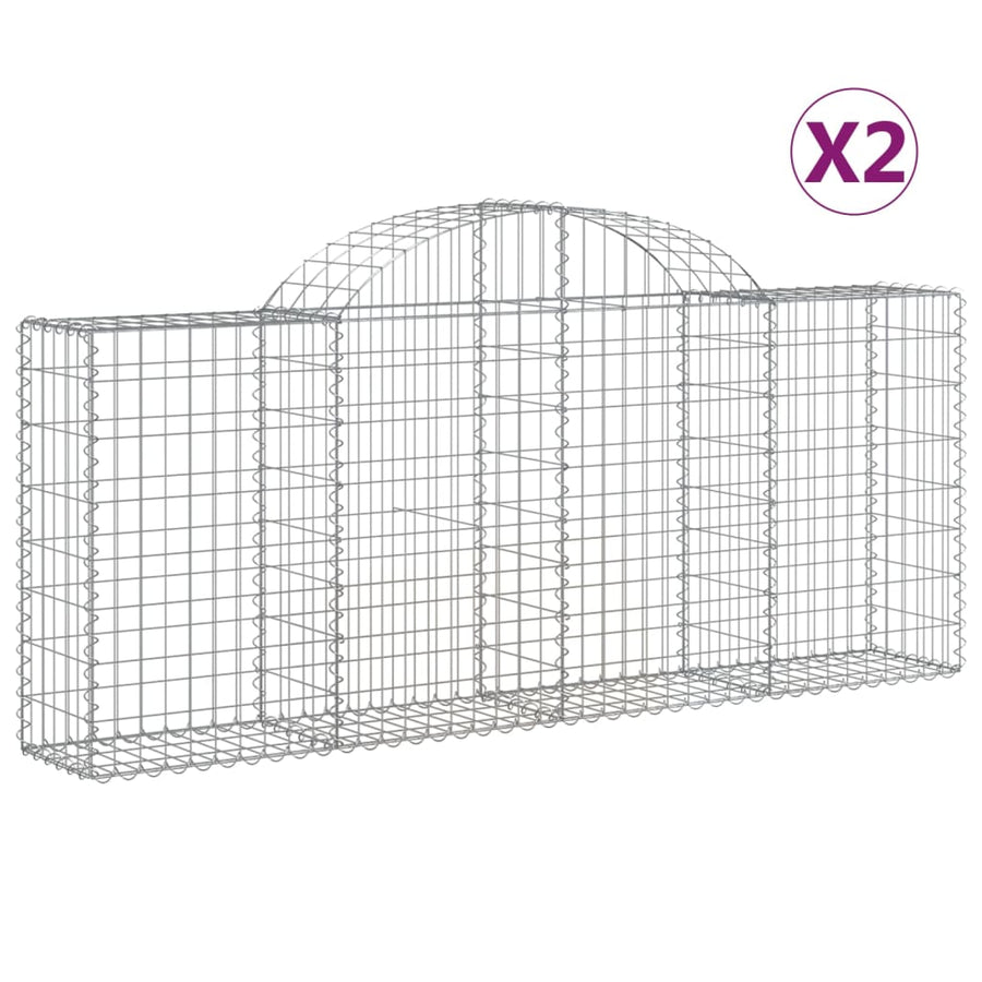 Schanskorven 2 st gewelfd 200x30x80/100 cm gegalvaniseerd ijzer 2 200 x 30 x 80/100 cm