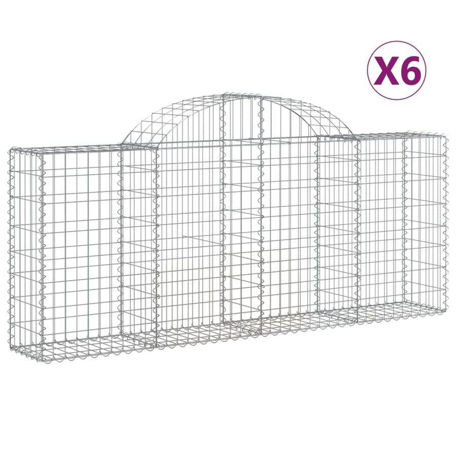 Schanskorven 6 st gewelfd 200x30x80/100 cm gegalvaniseerd ijzer 6 200 x 30 x 80/100 cm