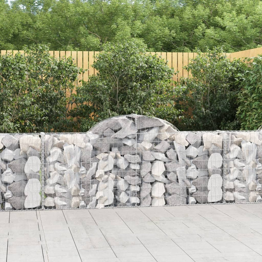 Schanskorven 6 st gewelfd 200x30x80/100 cm gegalvaniseerd ijzer 6 200 x 30 x 80/100 cm