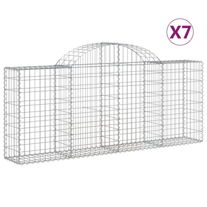 Schanskorven 7 st gewelfd 200x30x80/100 cm gegalvaniseerd ijzer 7 200 x 30 x 80/100 cm