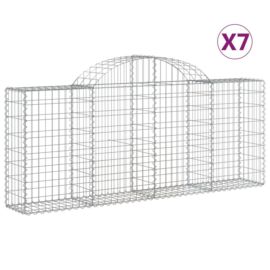 Schanskorven 7 st gewelfd 200x30x80/100 cm gegalvaniseerd ijzer 7 200 x 30 x 80/100 cm