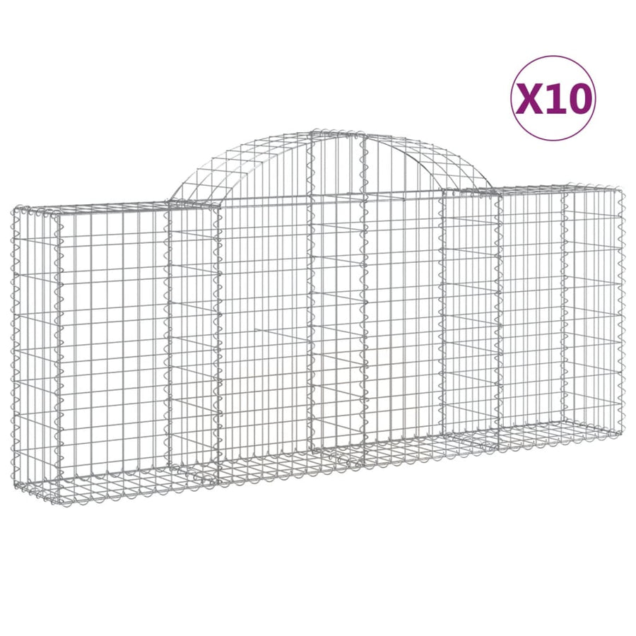 Schanskorven 10 st gewelfd 200x30x80/100 cm ijzer 10 200 x 30 x 80/100 cm