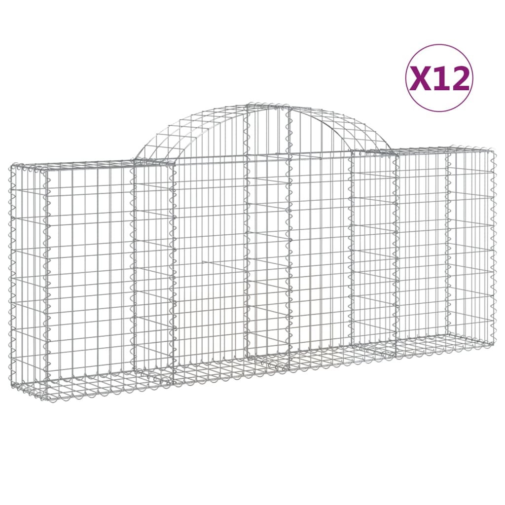 Schanskorven 12 st gewelfd 200x30x80/100 cm ijzer 12 200 x 30 x 80/100 cm