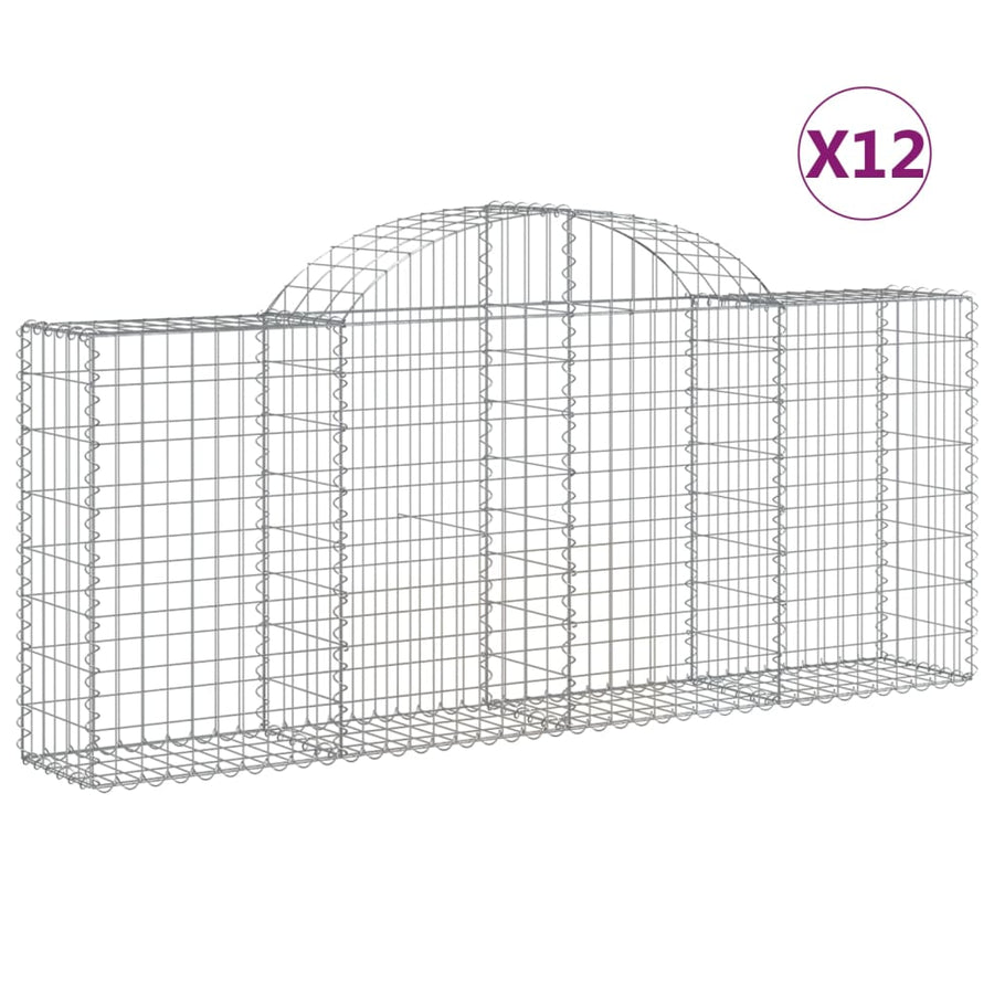 Schanskorven 12 st gewelfd 200x30x80/100 cm ijzer 12 200 x 30 x 80/100 cm