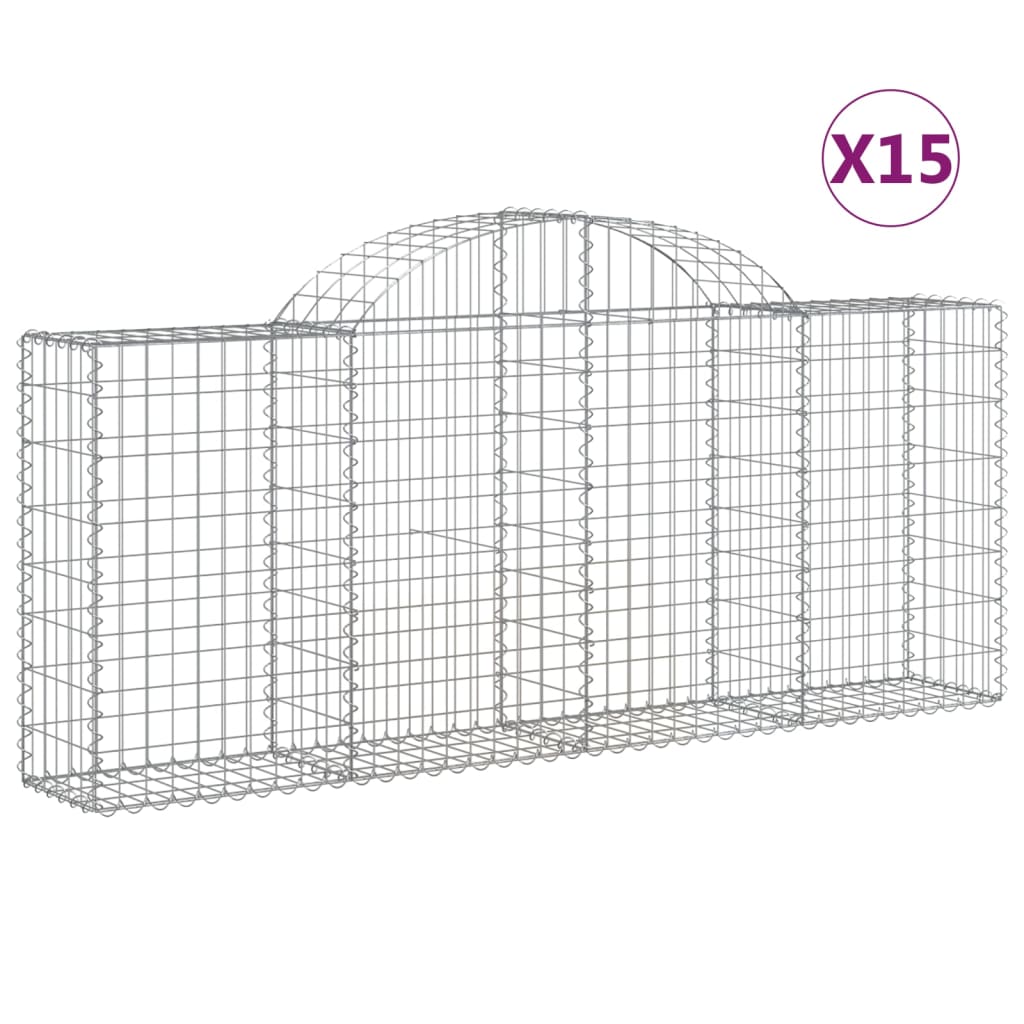 Schanskorven 15 st gewelfd 200x30x80/100 cm ijzer 15 200 x 30 x 80/100 cm
