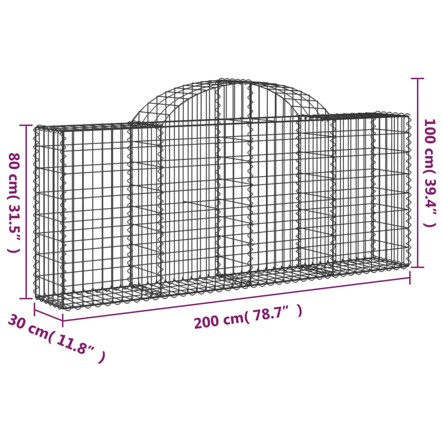 Schanskorven 30 st gewelfd 200x30x80/100 cm ijzer 30 200 x 30 x 80/100 cm