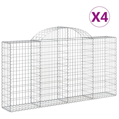 Schanskorven 4 st gewelfd 200x30x100/120 cm ijzer 4 200 x 30 x 100/120 cm
