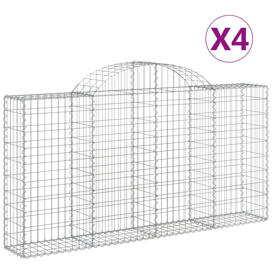 Schanskorven 4 st gewelfd 200x30x100/120 cm ijzer 4 200 x 30 x 100/120 cm