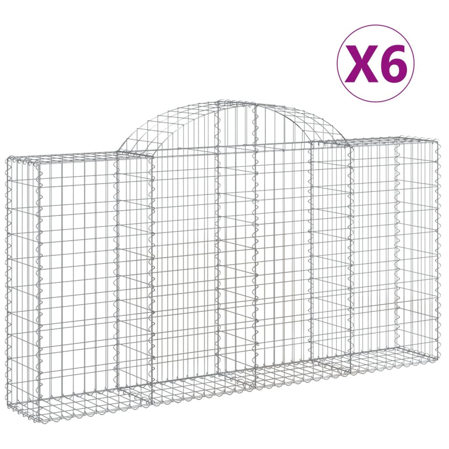 Schanskorven 6 st gewelfd 200x30x100/120 cm ijzer 6 200 x 30 x 100/120 cm