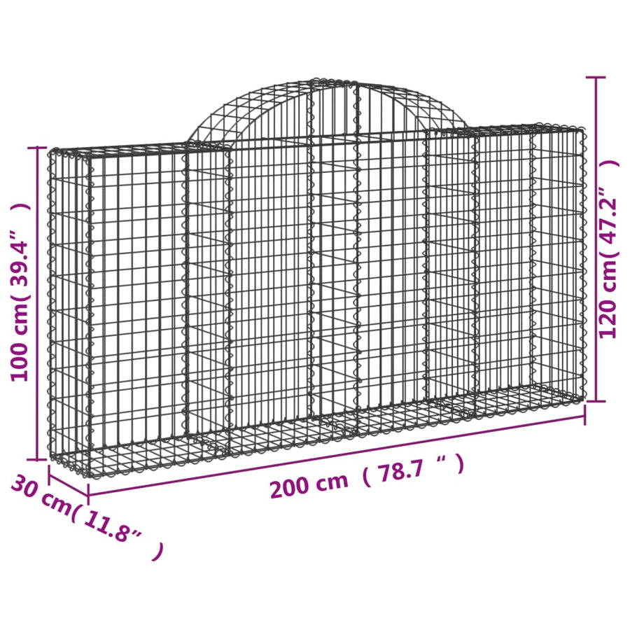 Schanskorven 7 st gewelfd 200x30x100/120 cm ijzer 7 200 x 30 x 100/120 cm