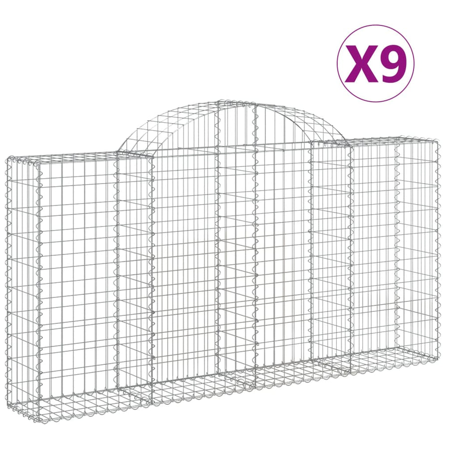 Schanskorven 9 st gewelfd 200x30x100/120 cm ijzer 9 200 x 30 x 100/120 cm