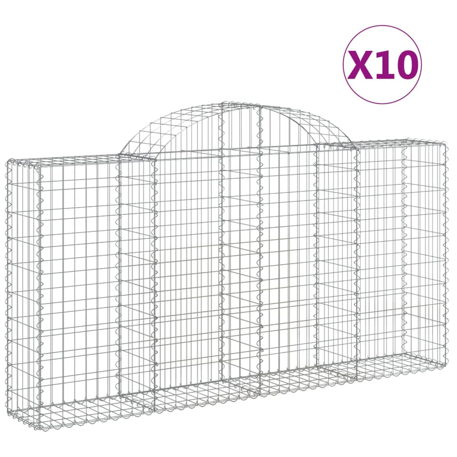 Schanskorven 10 st gewelfd 200x30x100/120 cm ijzer 10 200 x 30 x 100/120 cm