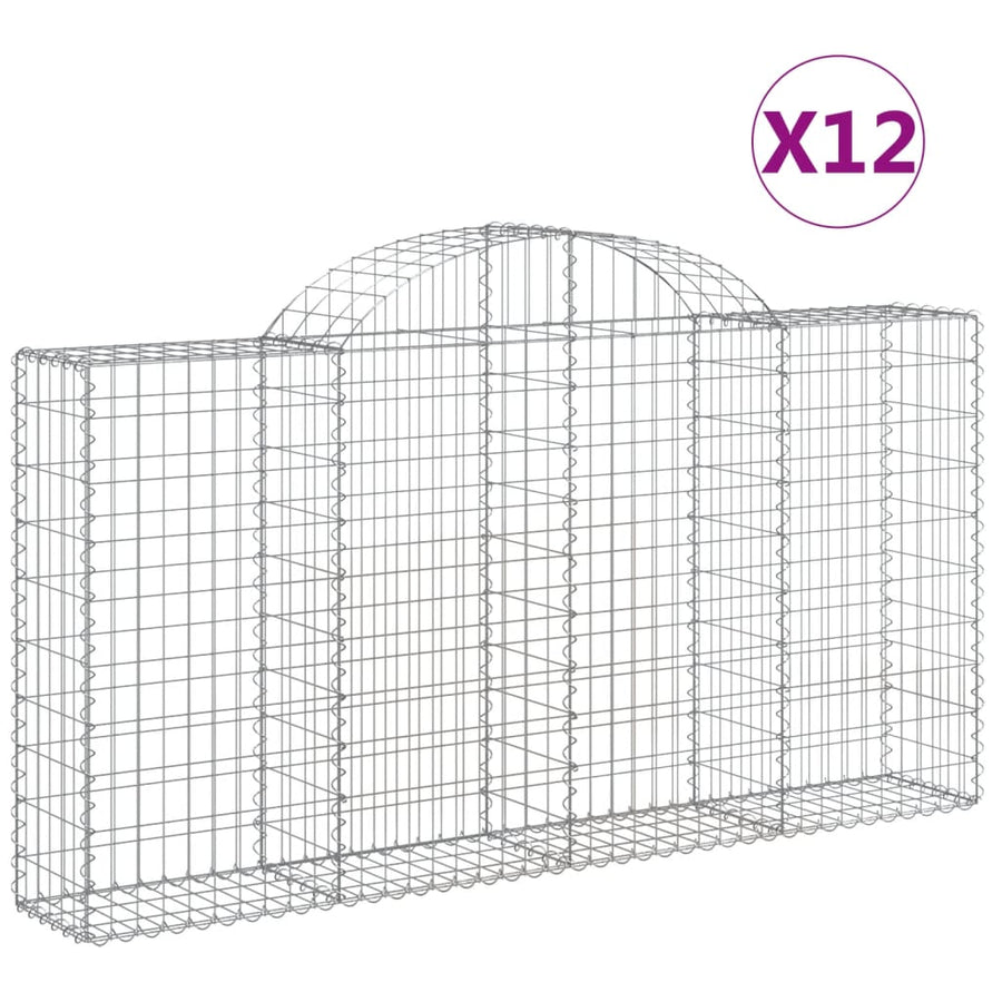 Schanskorven 12 st gewelfd 200x30x100/120 cm ijzer 12 200 x 30 x 100/120 cm