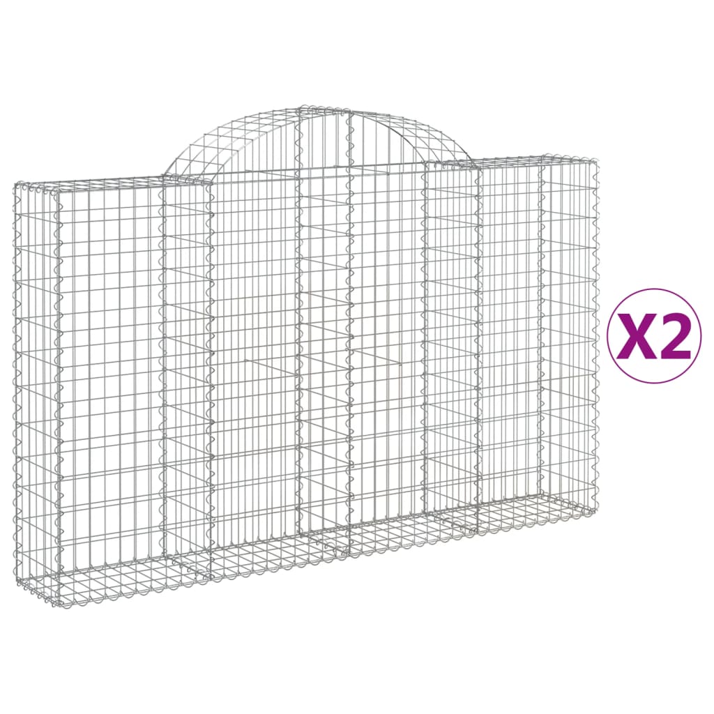 Schanskorven 2 st gewelfd 200x30x120/140 cm ijzer 2 200 x 30 x 120/140 cm
