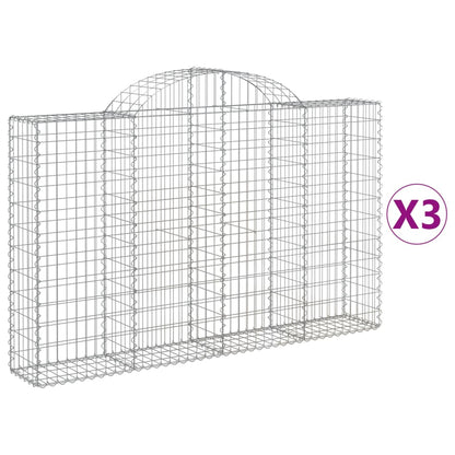 Schanskorven 3 st gewelfd 200x30x120/140 cm ijzer 3 200 x 30 x 120/140 cm