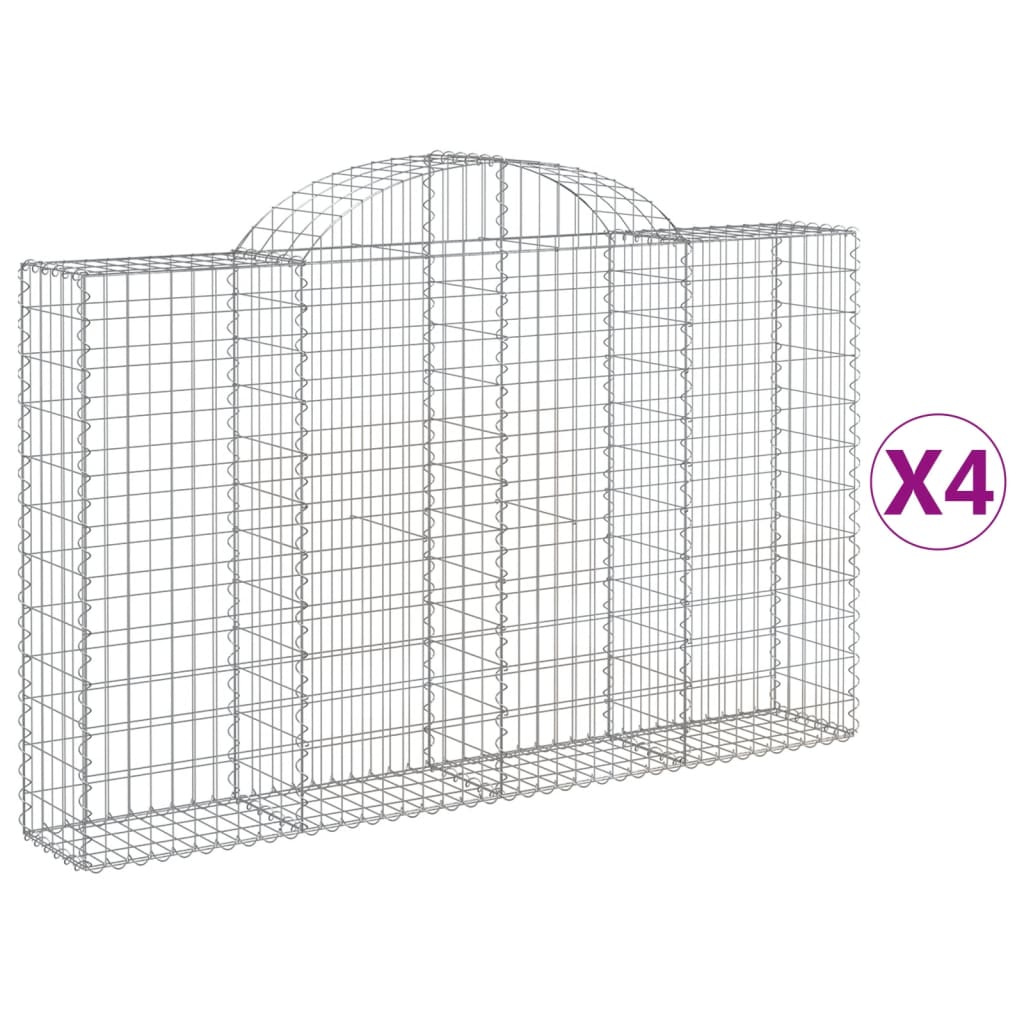 Schanskorven 4 st gewelfd 200x30x120/140 cm ijzer 4 200 x 30 x 120/140 cm