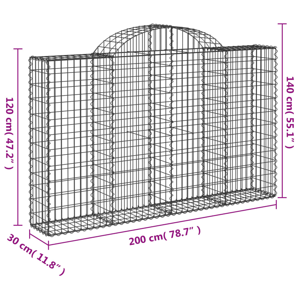 Schanskorven 4 st gewelfd 200x30x120/140 cm ijzer 4 200 x 30 x 120/140 cm