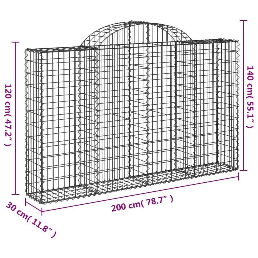 Schanskorven 5 st gewelfd 200x30x120/140 cm ijzer 5 200 x 30 x 120/140 cm