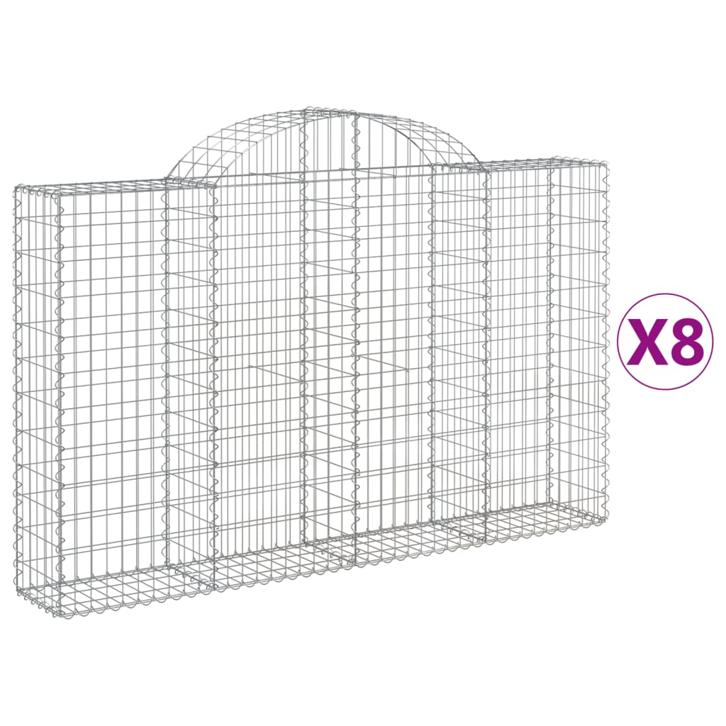 Schanskorven 8 st gewelfd 200x30x120/140 cm ijzer 8 200 x 30 x 120/140 cm